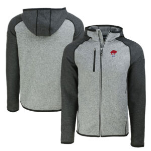 Men's Cutter & Buck  Heather Gray/Heather Charcoal Buffalo Bills Throwback Mainsail Sweater-Knit Full-Zip Hoodie