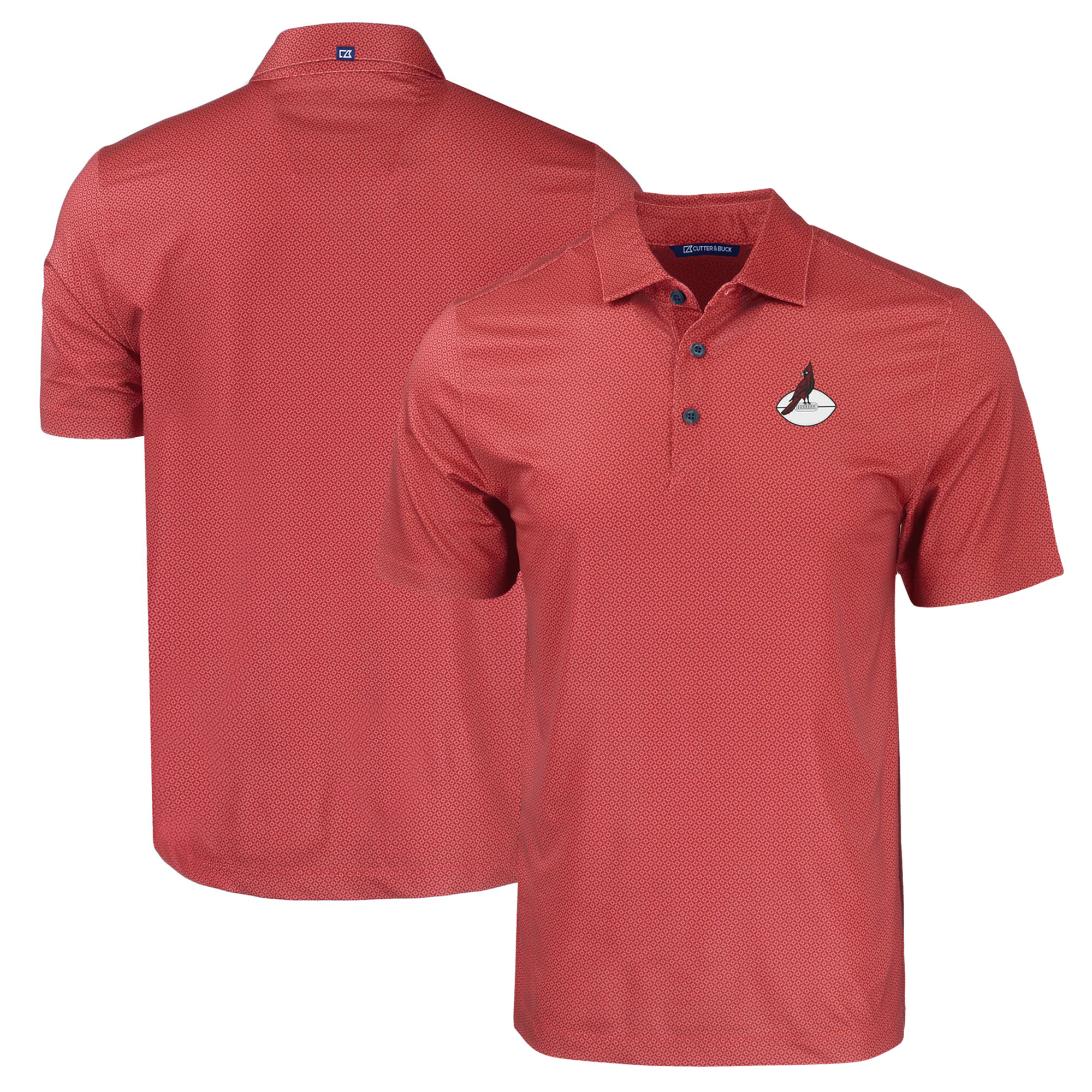 Men's Cutter & Buck Cardinal Arizona Cardinals Throwback Big & Tall Pike Eco Tonal Geo Print Stretch Recycled Polo