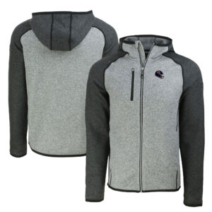 Men's Cutter & Buck  Heather Gray/Heather Charcoal Chicago Bears  Helmet Mainsail Sweater-Knit Full-Zip Hoodie