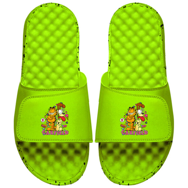 Youth ISlide  Neon Green Garfield Retro Graphic Slide Sandals