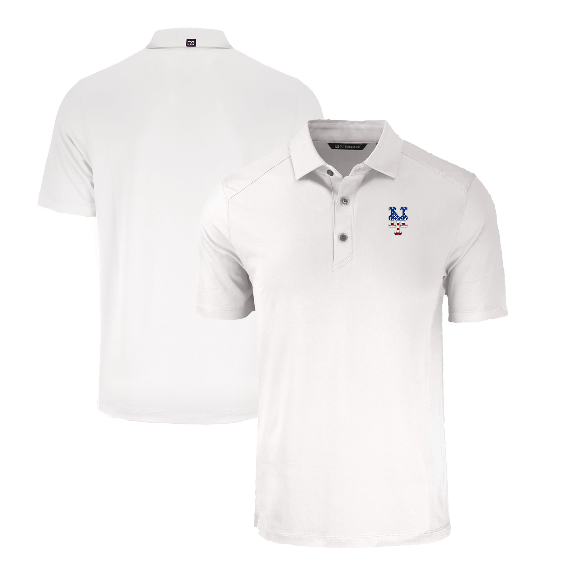 Men's Cutter & Buck White New York Mets Stars & Stripes Forge Eco Stretch Recycled Polo