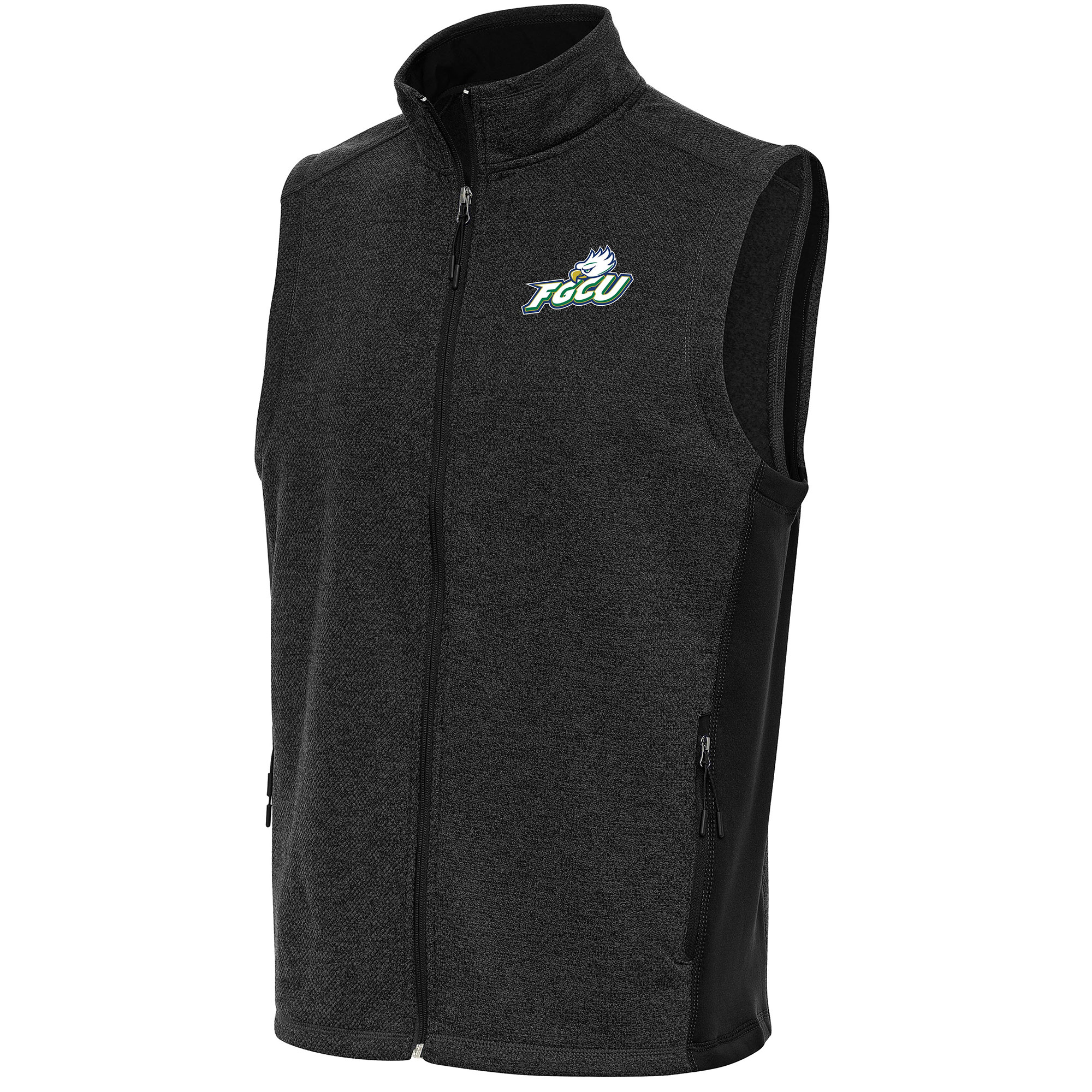 Men's Antigua Heather Black Florida Gulf Coast Eagles Course Full-Zip Vest
