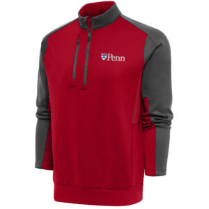 Men's Antigua  Red/Pewter Pennsylvania Quakers Team Quarter-Zip Pullover Top