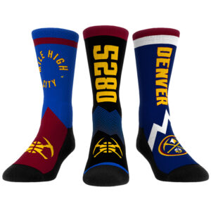 Unisex Rock Em Socks  Denver Nuggets 2023/24 City Edition Ultimate Jersey Three-Pack Crew Socks Set
