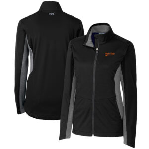 Women's Cutter & Buck Black Idaho State Bengals Navigate Softshell Full-Zip Jacket