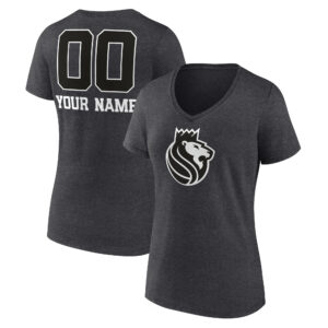 Women's Charcoal Sacramento Kings Personalized Name & Number Monochrome V-Neck T-Shirt