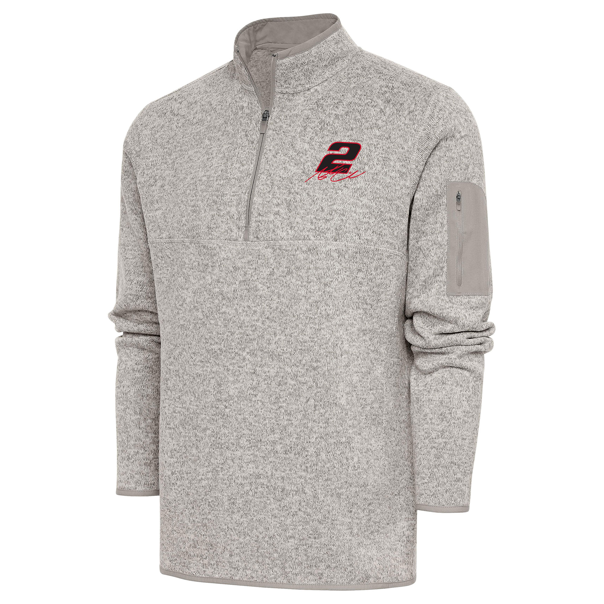 Men's Antigua Oatmeal Austin Cindric Fortune Quarter-Zip Pullover Jacket