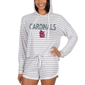 Women's Concepts Sport  Cream St. Louis Cardinals Visibility Long Sleeve Hoodie T-Shirt & Shorts Set