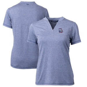 Women's Cutter & Buck  Heather Navy New Hampshire Fisher Cats Forge DryTec Heathered Stretch Blade Top