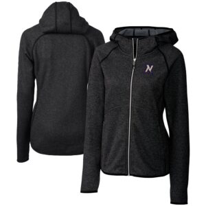 Women's Cutter & Buck  Heather Charcoal Northwest Arkansas Naturals Mainsail Sweater Knit Raglan Full-Zip Hoodie