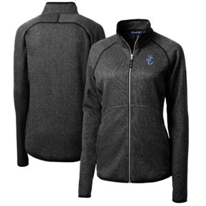 Women's Cutter & Buck  Heather Charcoal Corpus Christi Hooks Mainsail Sweater-Knit Full-Zip Jacket