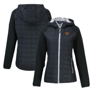 Women's Cutter & Buck  Black Washington Commanders Rainier Primaloft Eco Full-Zip Hybrid Jacket