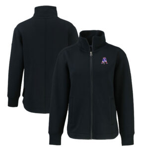 Women's Cutter & Buck  Black New England Patriots Throwback Logo Roam Eco Recycled Full-Zip Jacket