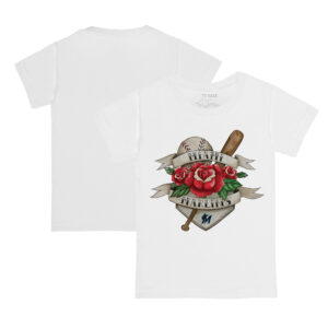 Youth Tiny Turnip White Miami Marlins Tattoo Rose T-Shirt