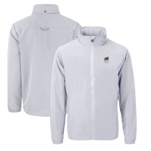 Men's Cutter & Buck Gray Georgia Bulldogs Alumni Logo Charter Eco Recycled Full-Zip Jacket