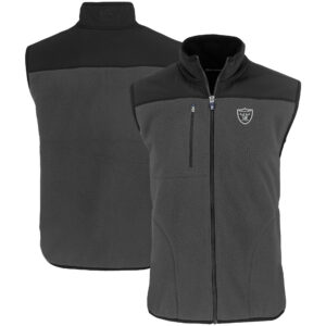 Men's Cutter & Buck Gray Las Vegas Raiders Primary Mark Cascade Eco Sherpa Fleece Full-Zip Vest