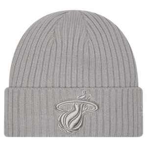 Men's New Era Gray Miami Heat Color Pack Cuffed Knit Hat