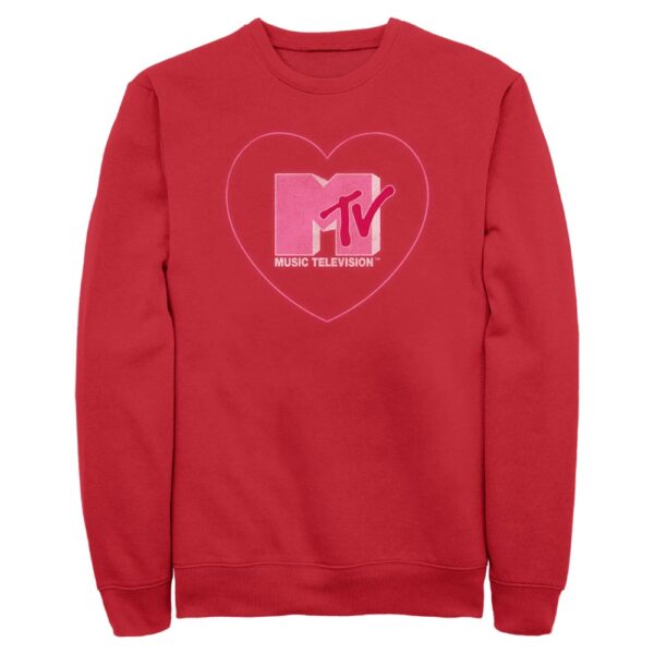 Men's Mad Engine Red MTV Valentine's Day Fleece Crewneck Sweatshirt