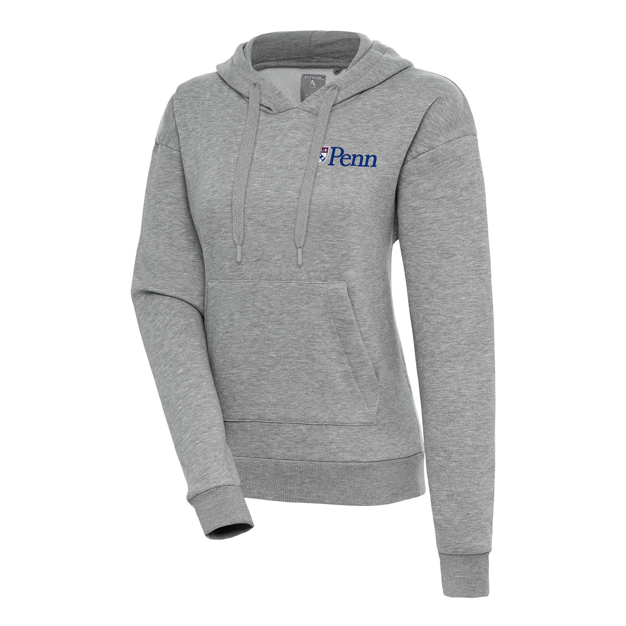 Women's Antigua Heather Gray Pennsylvania Quakers Victory Pullover Hoodie