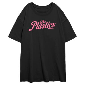 Women's Mad Engine Black Mean Girls The Plastics Oversized Graphic T-Shirt