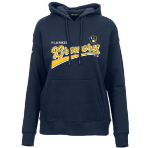 Women's Levelwear  Navy Milwaukee Brewers  Adorn Retro Rafter Pullover Hoodie