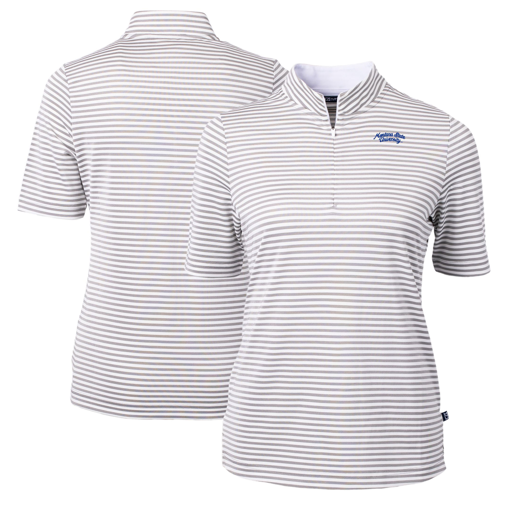 Women's Cutter & Buck Gray Montana State Bobcats Vault DryTec Virtue Eco Pique Stripe Recycled Top - Image 2