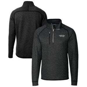 Men's Cutter & Buck  Heather Charcoal Montana State Bobcats Vault Mainsail Sweater-Knit Raglan Half-Zip Jacket