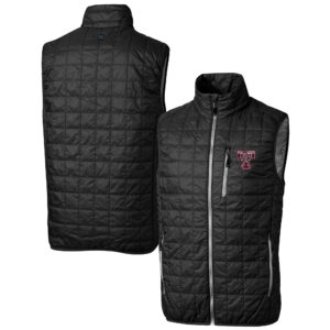 Men's Cutter & Buck  Black Texas A&M Aggies Vault Rainier PrimaLoft Eco Insulated Full-Zip Puffer Vest