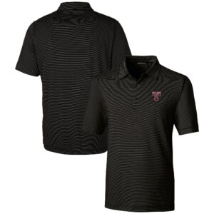 Men's Cutter & Buck  Black Texas A&M Aggies Vault Forge Pencil Stripe Stretch Polo