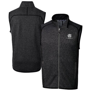 Men's Cutter & Buck Heather Charcoal George Washington University Big & Tall Mainsail Sweater-Knit Full-Zip Vest