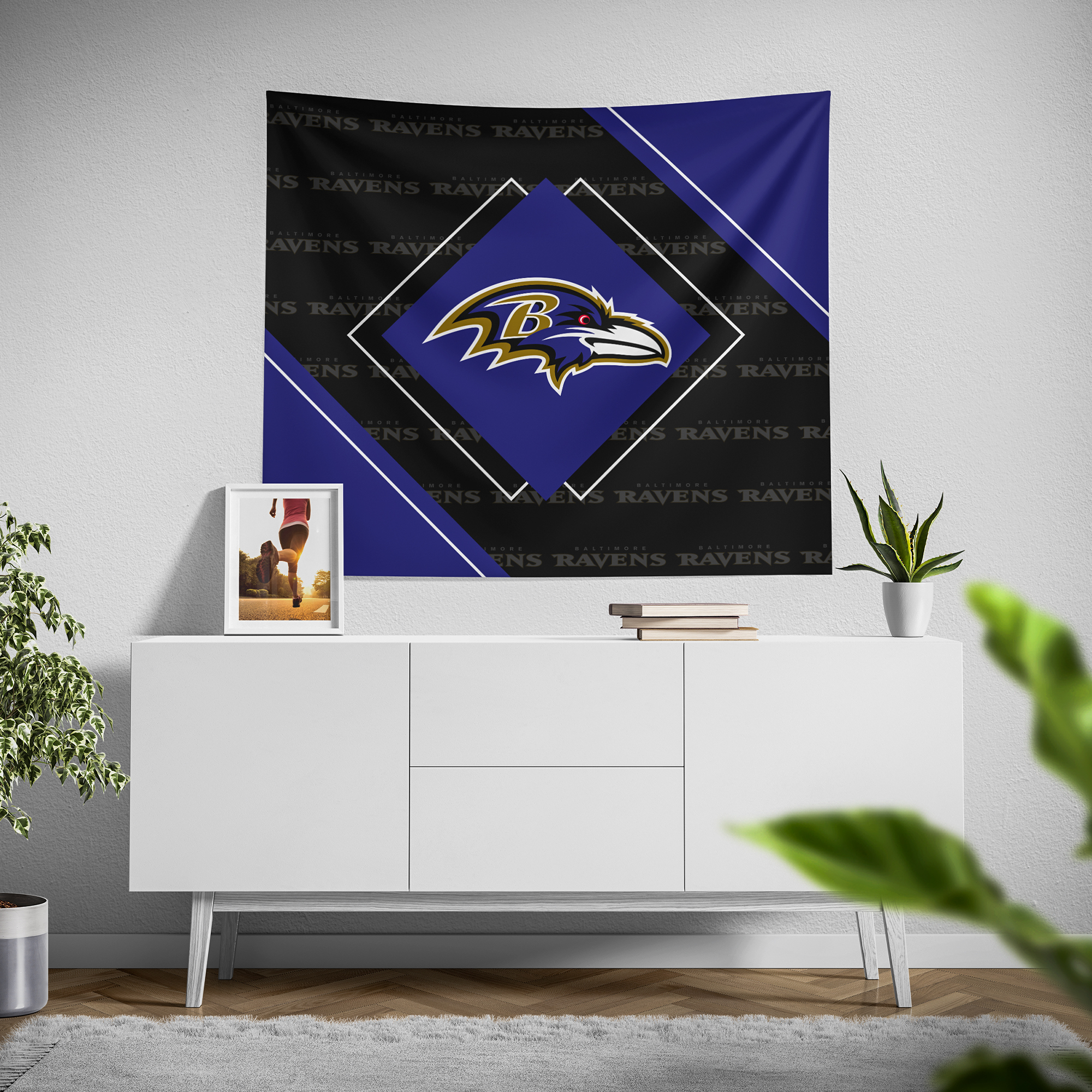 Pegasus Baltimore Ravens 51" x 60" Diamond Boxed Wall Tapestry - Image 5
