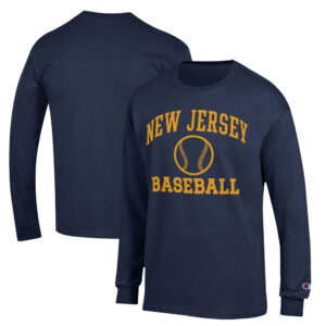 Men's Champion  Navy College of New Jersey Lions Icon Baseball Long Sleeve T-Shirt