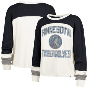 Women's '47  Cream Minnesota Timberwolves Curve Raglan Long Sleeve T-Shirt