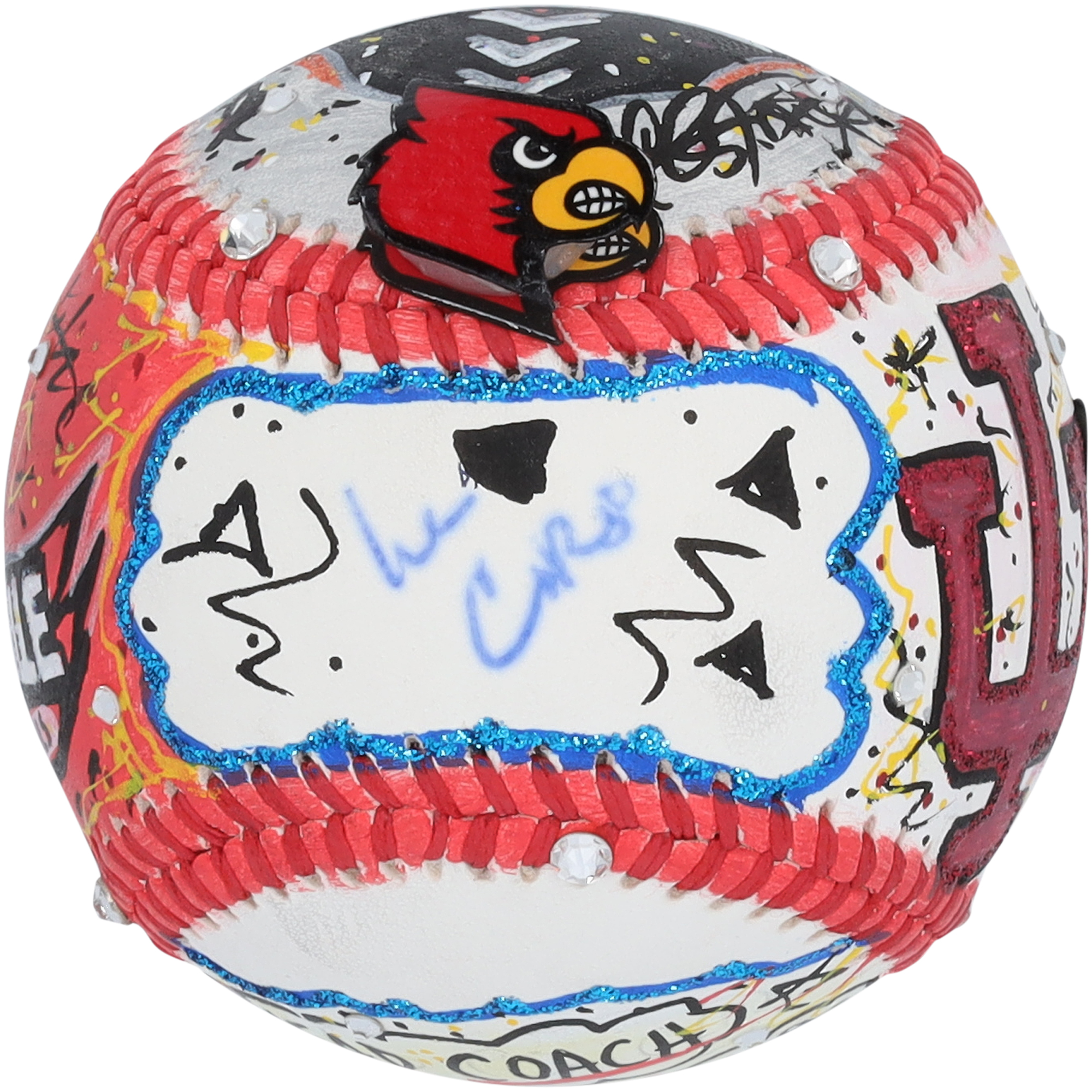 Lee Corso College GameDay Autographed Baseball - Art by Charles Fazzino - B730264