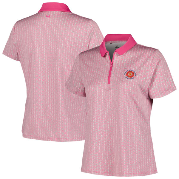 Women's 2024 U.S. Women's Open Under Armour Pink Playoff 3.0 Optic Diamond Quarter-Zip Polo