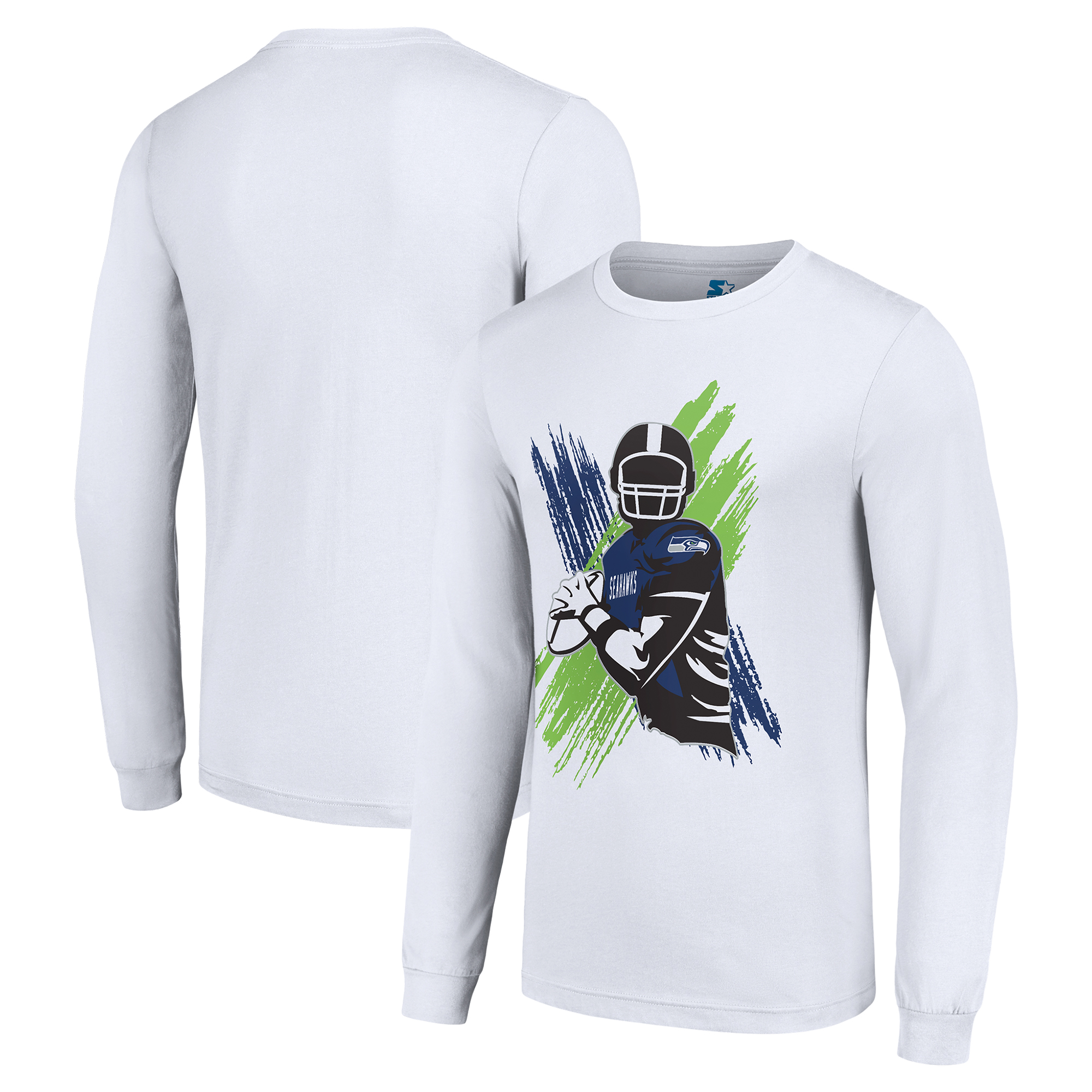 Men's Starter White Seattle Seahawks Player X Logo Graphic Long Sleeve T-Shirt