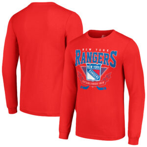 Men's Starter Red New York Rangers Team Logo Graphic Long Sleeve T-Shirt