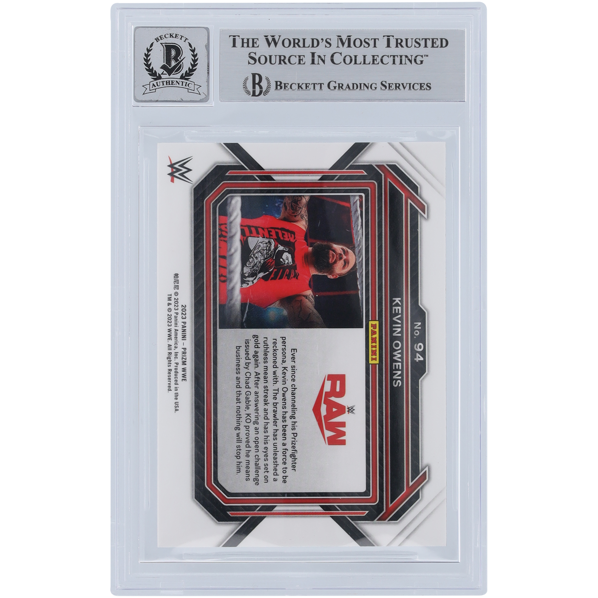 Kevin Owens WWE Autographed 2023 Panini Prizm #94 Beckett Fanatics Witnessed Authenticated 10 Card - Image 6