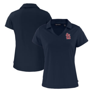 Women's Cutter & Buck Navy St. Louis Cardinals Daybreak Eco Recycled V-Neck Polo