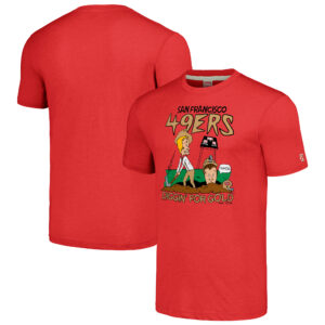 Unisex NFL x Homage x Beavis and Butt-Head Red San Francisco 49ers Tri-Blend T-Shirt