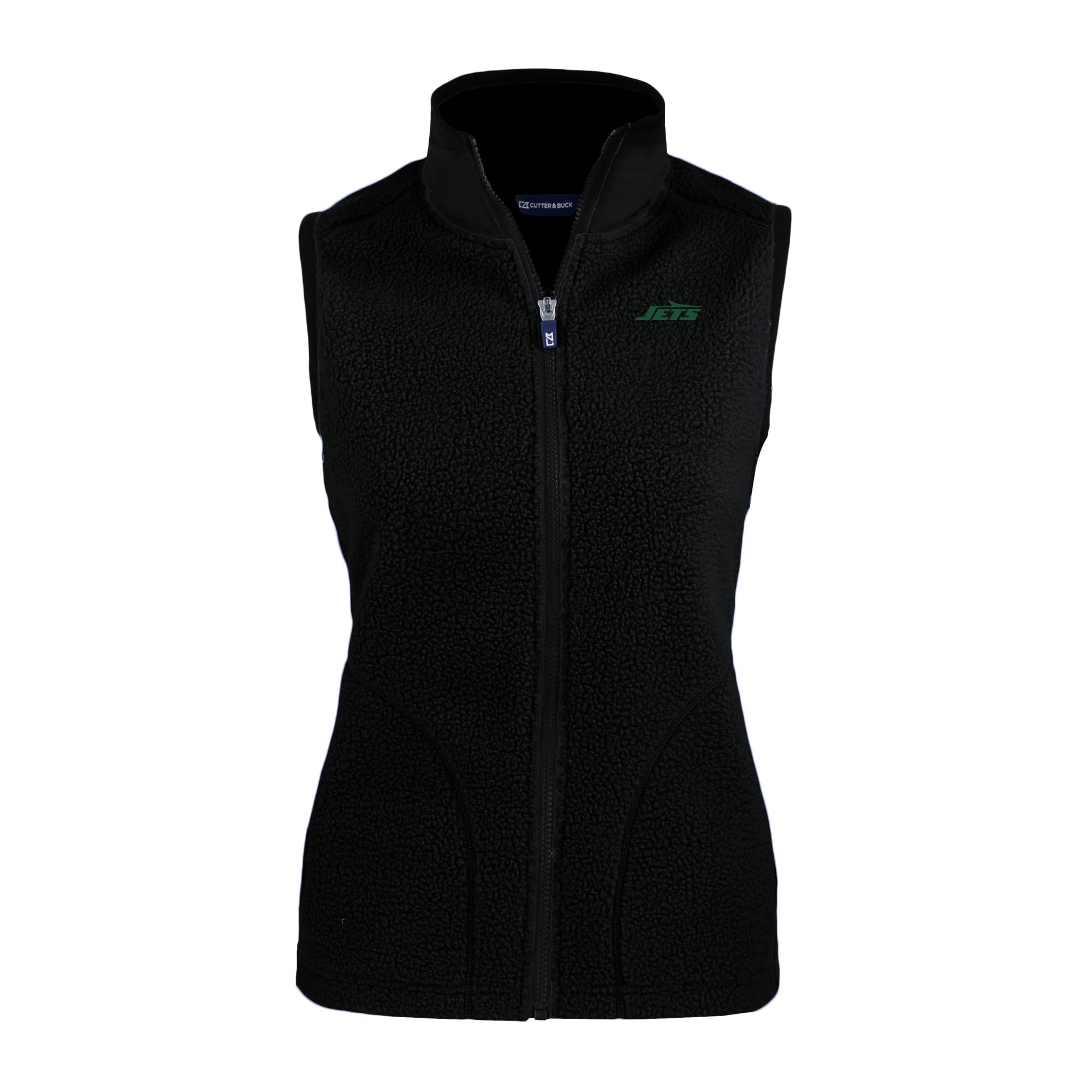 Women's Cutter & Buck Black New York Jets Primary Logo Cascade Eco Sherpa Fleece Full-Zip Vest - Image 3