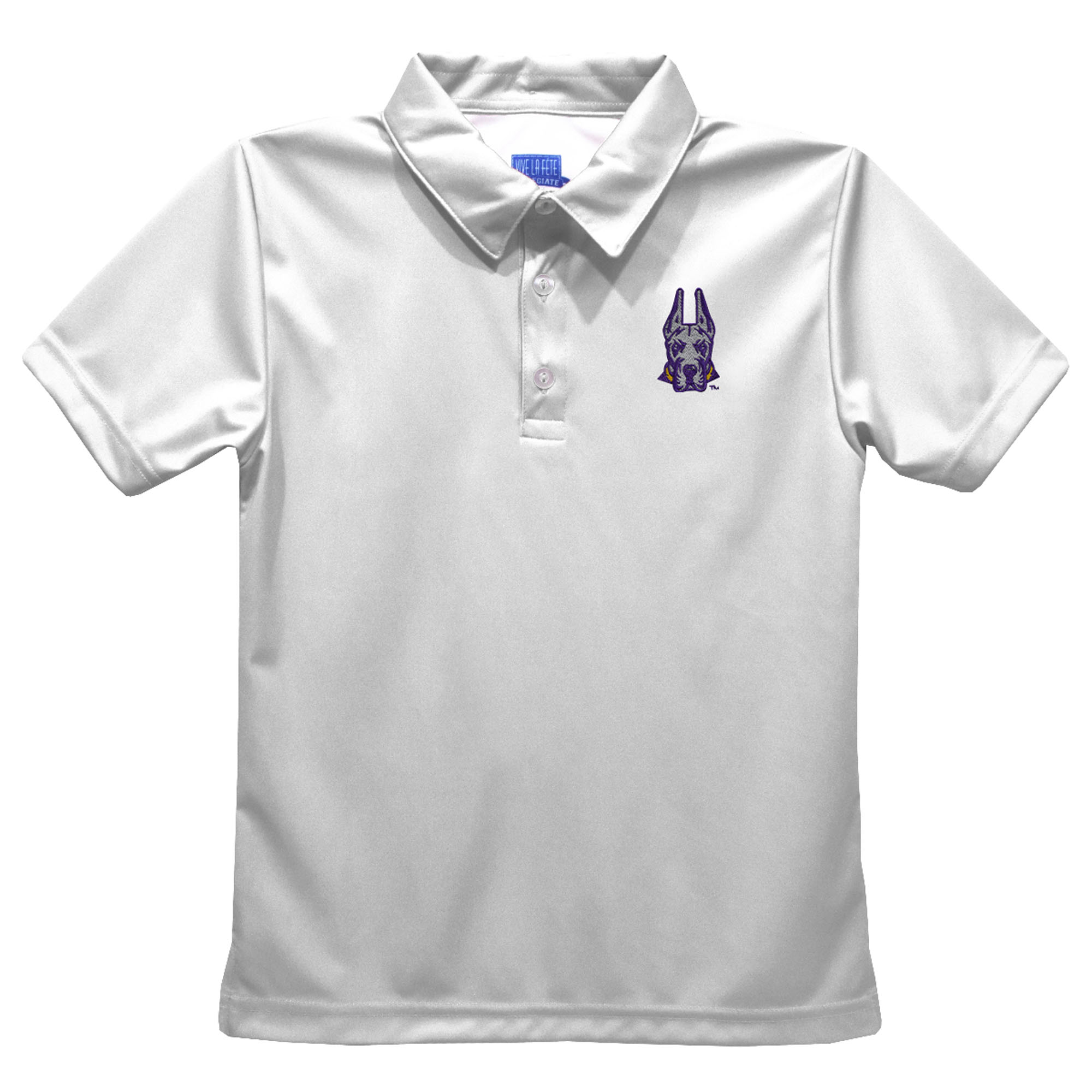 Toddler Vive La Fete White UAlbany Great Danes Solid Polo