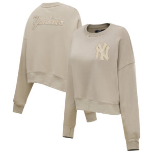 Women's Pro Standard Taupe New York Yankees Fleece Pullover Sweatshirt
