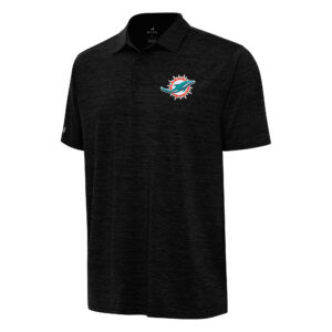 Men's Antigua Heather Black Miami Dolphins Layout Polo