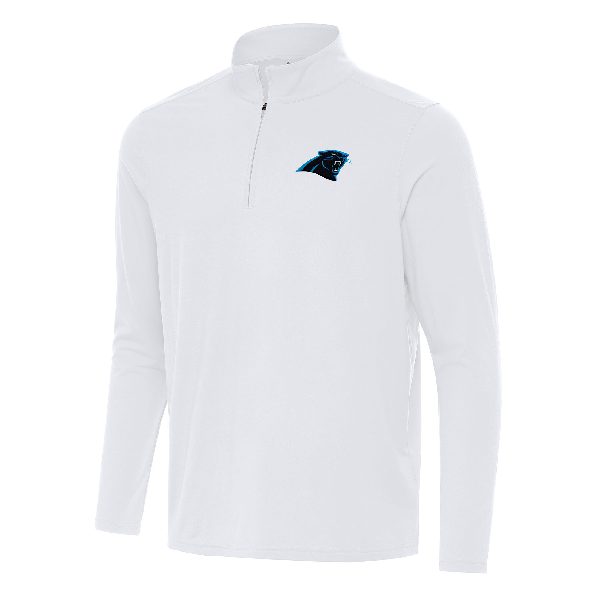 Men's Antigua White Carolina Panthers Intent Quarter-Zip Pullover Top