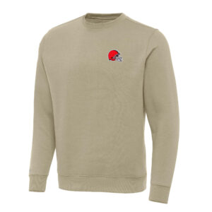 Men's Antigua Khaki Cleveland Browns Victory Pullover Sweatshirt