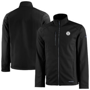 Men's Cutter & Buck Black Milwaukee Brewers Evoke Eco Softshell Recycled Full-Zip Jacket