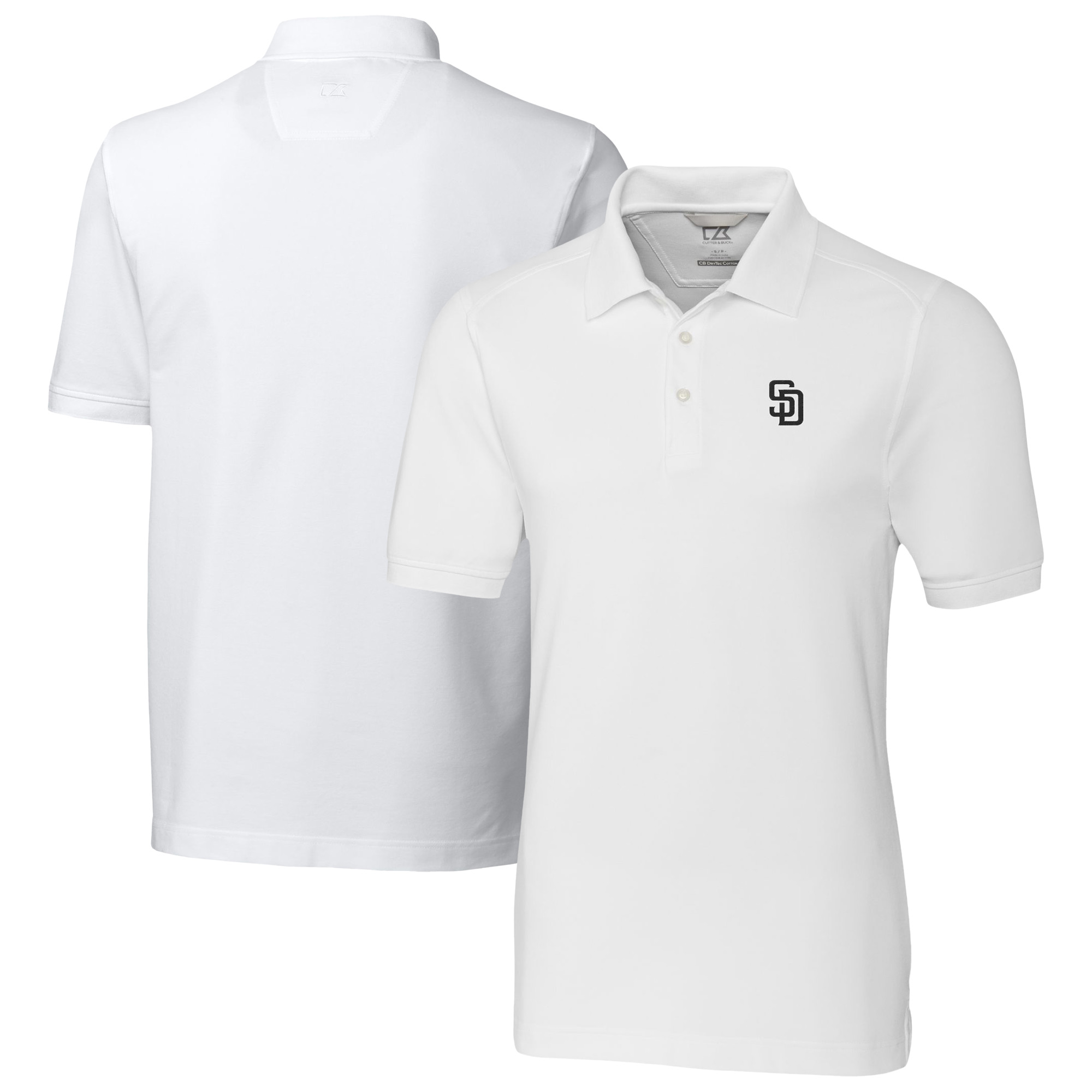 Men's Cutter & Buck White San Diego Padres Advantage Pique DryTec Tri-Blend Polo - Image 6