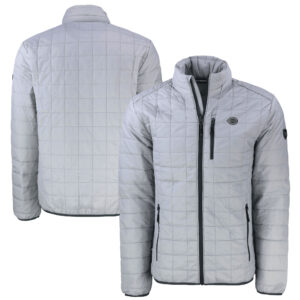 Men's Cutter & Buck Gray Cincinnati Reds Big & Tall Rainier PrimaLoft® Eco Insulated Full-Zip Hoodie Puffer Jacket