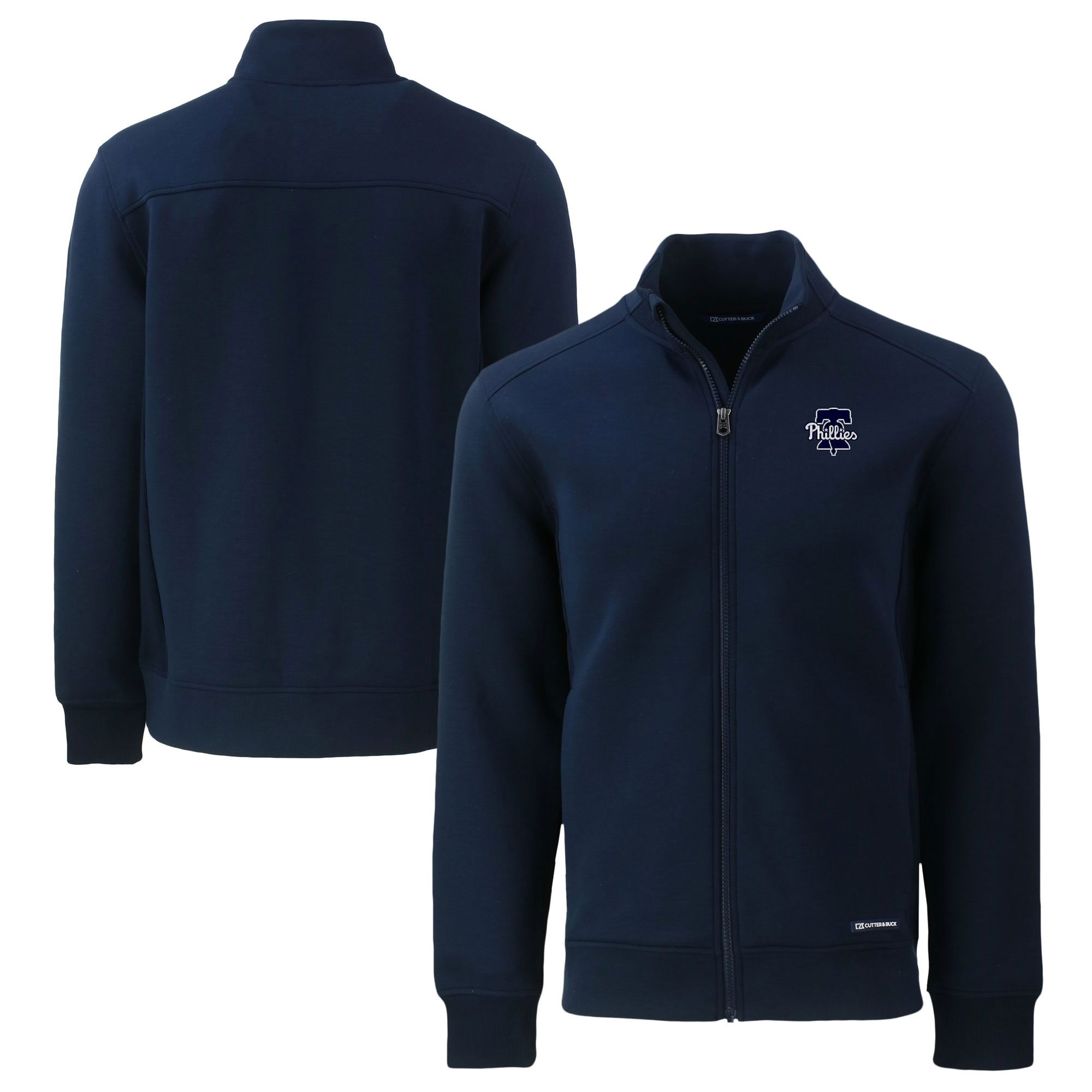 Men's Cutter & Buck Navy Philadelphia Phillies Big &Tall Roam Eco Recycled Full-Zip Jacket